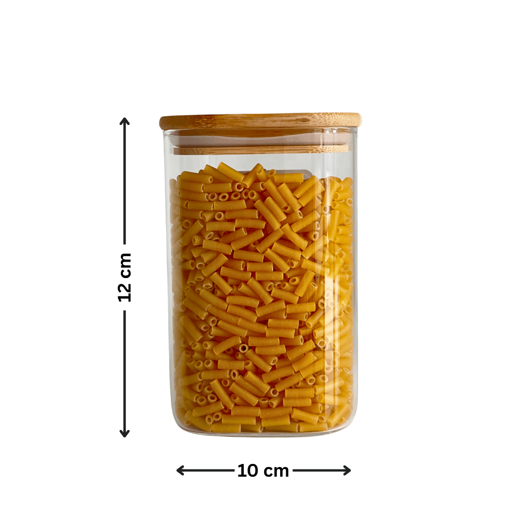 Square Bamboo Glass Pantry Jar Set – 5 Pack