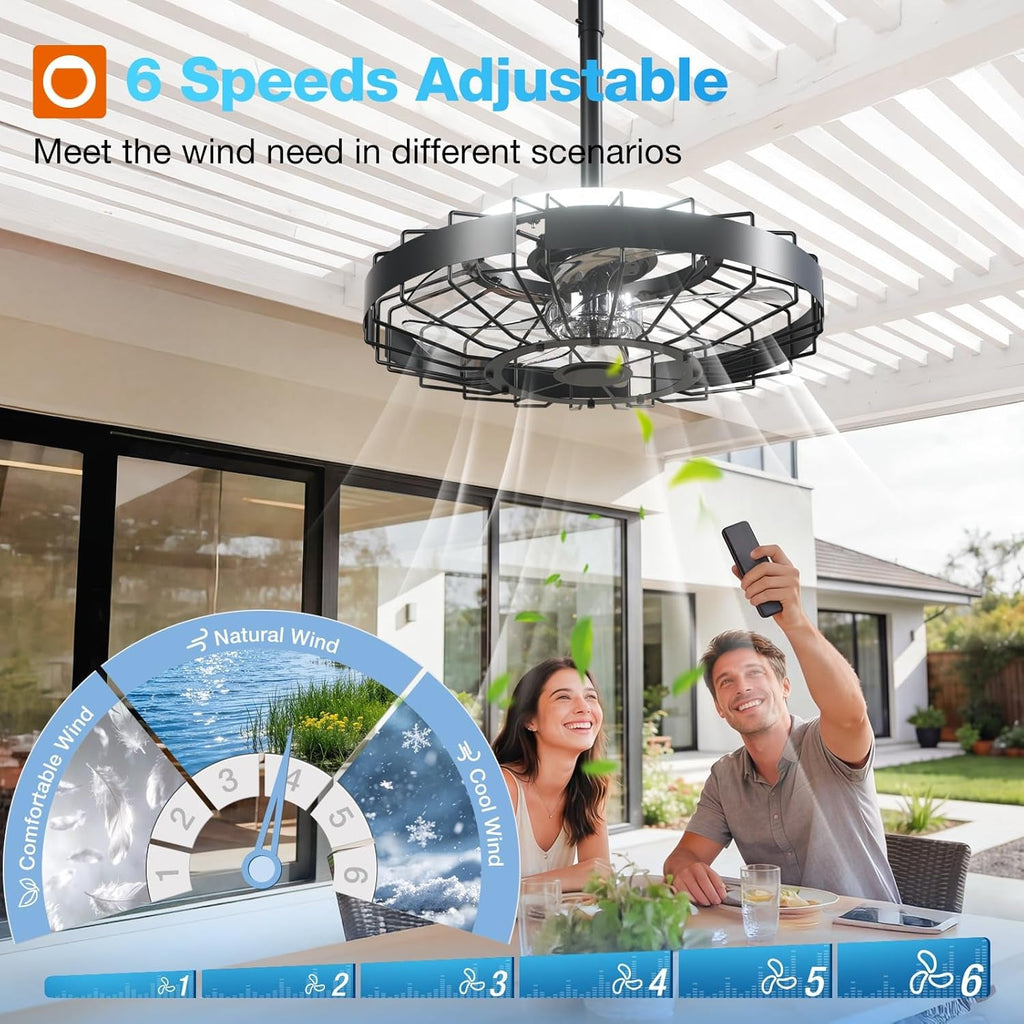 20 Inch Outdoor Ceiling Fan With Integrated LED Lighting