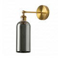 Adjustable Vintage Brass Wall Sconce Smoked Grey Glass Wall Lamp ~6718