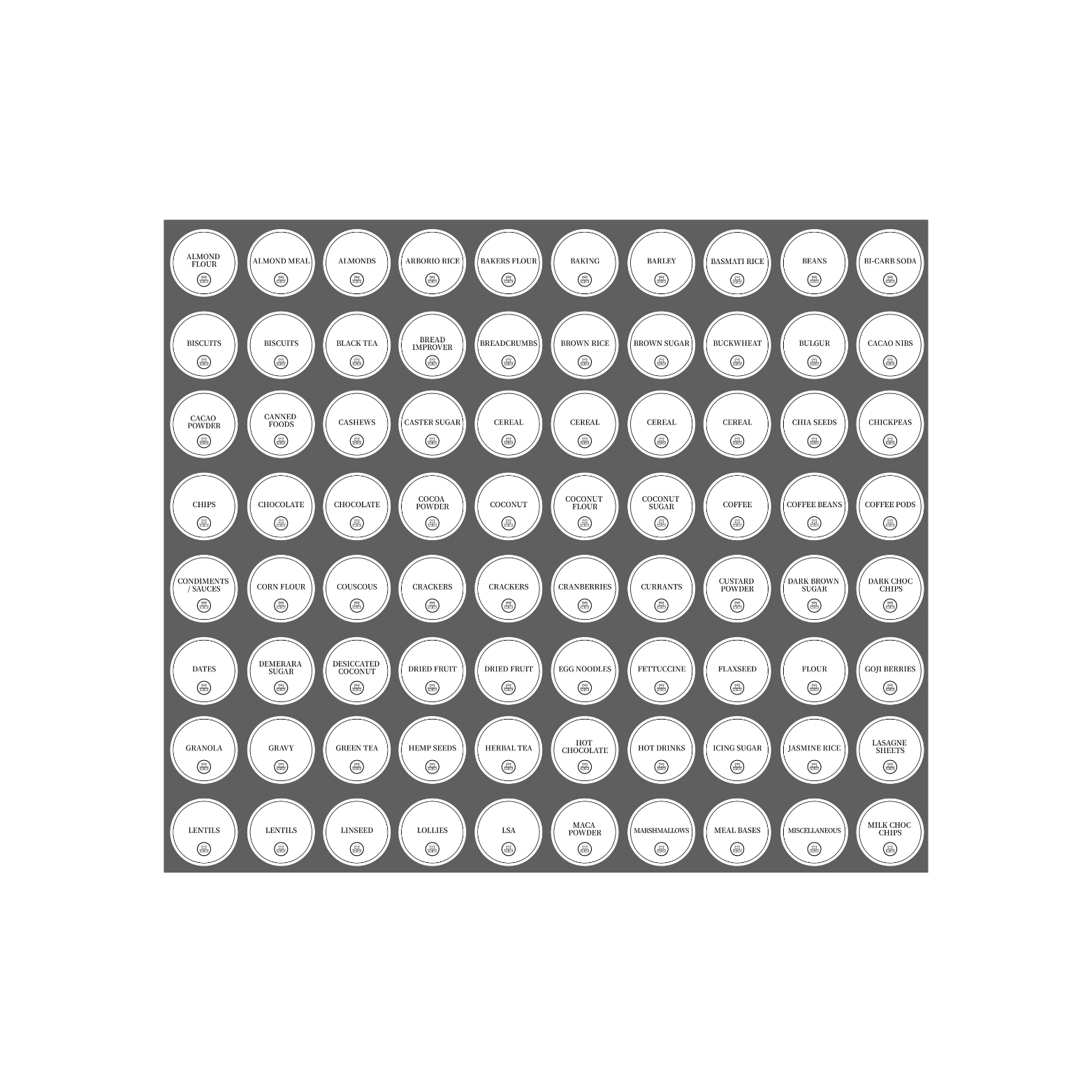 Complete Pantry Sticker Set – 156 Round Labels