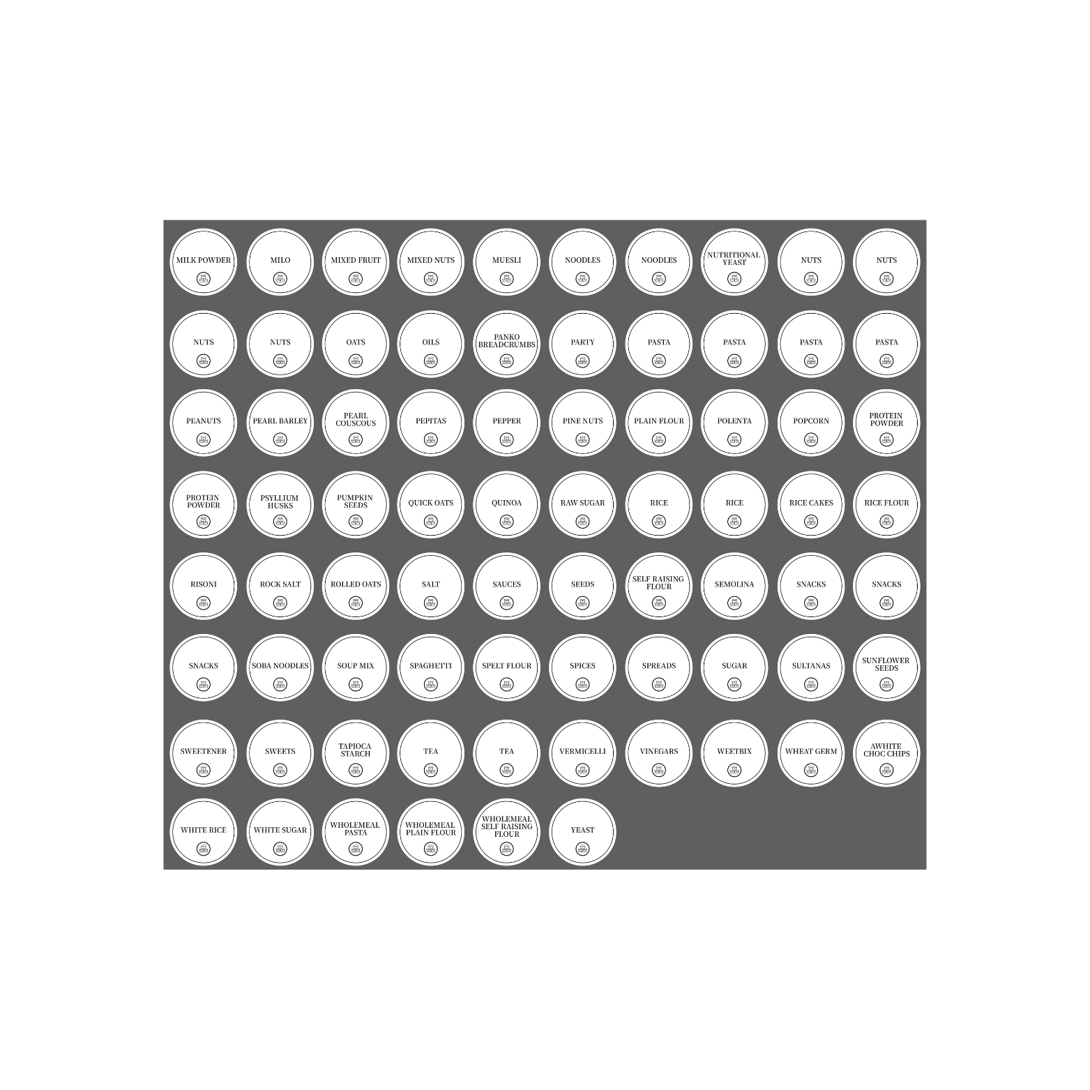 Complete Pantry Sticker Set – 156 Round Labels