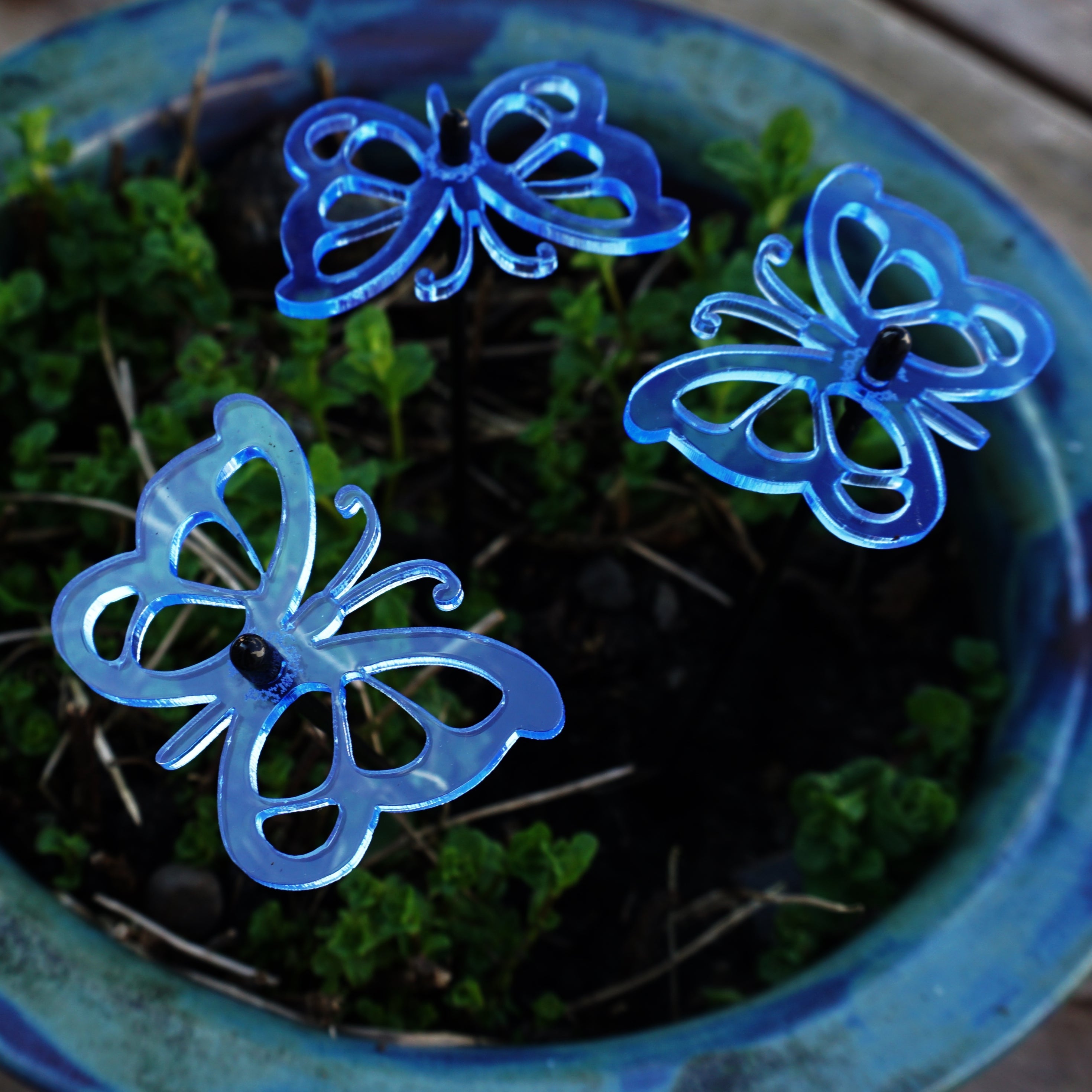Small Garden Décor Ornaments Set of 3 'Comma Butterfly'