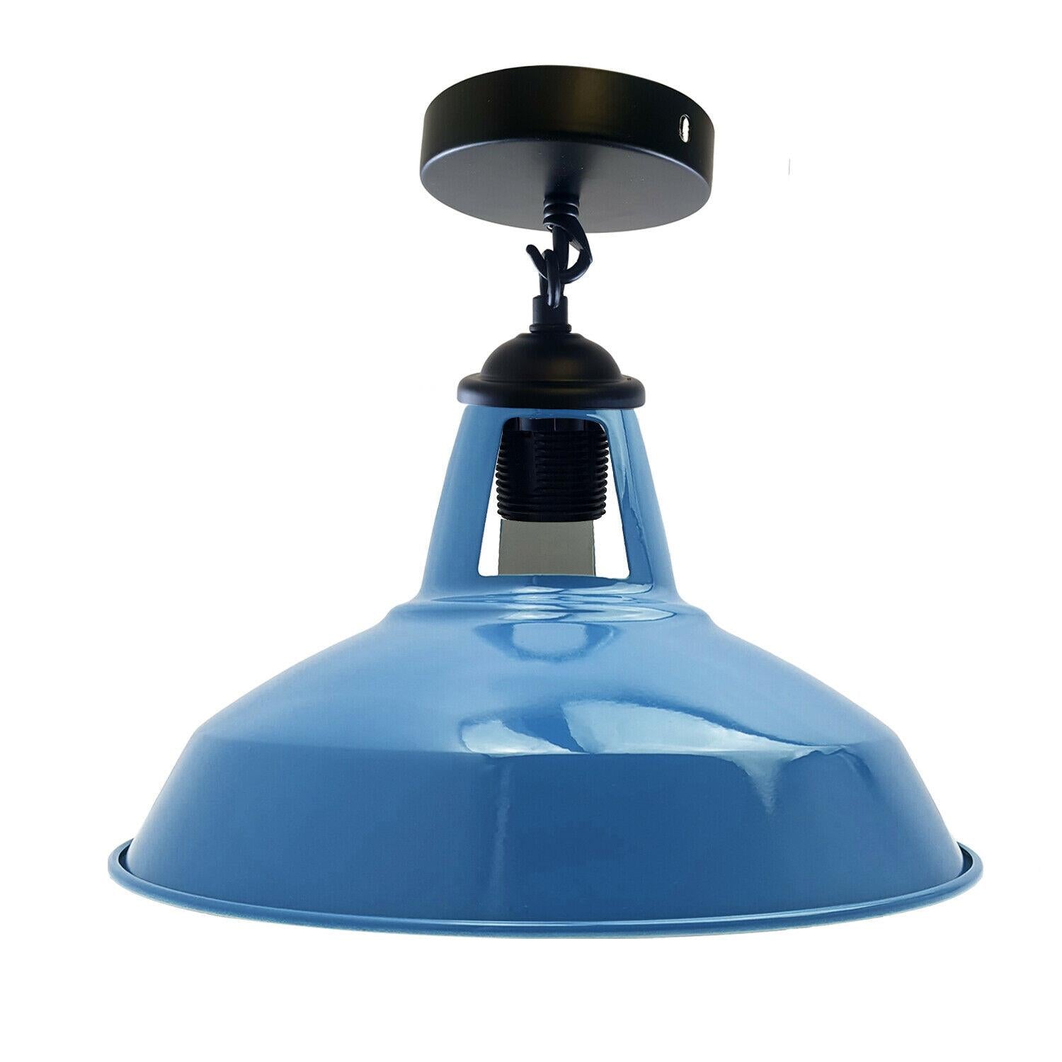 Colour Industrial Metal Ceiling Plate Light Holder & Retro Pendant Lamp Shade~1412