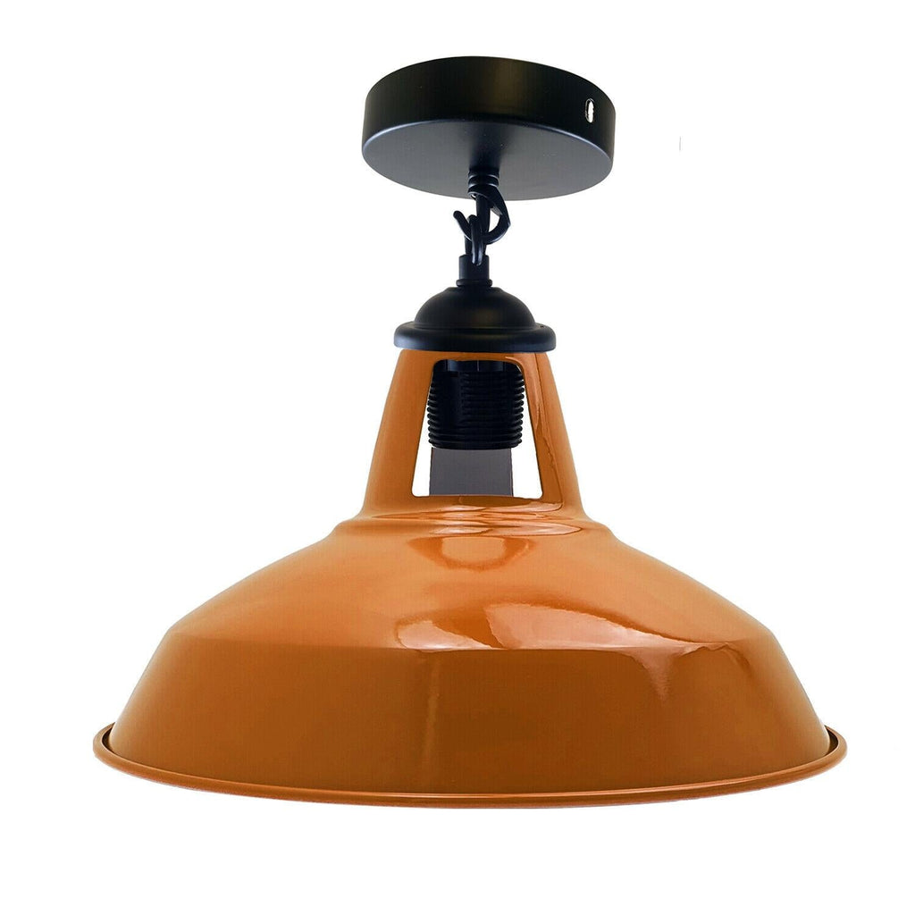 Colour Industrial Metal Ceiling Plate Light Holder & Retro Pendant Lamp Shade~1412