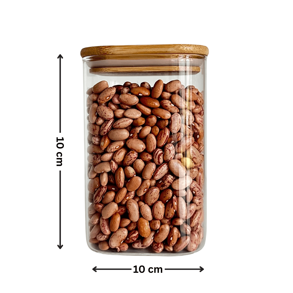 Square Bamboo Glass Pantry Jar Set – 5 Pack