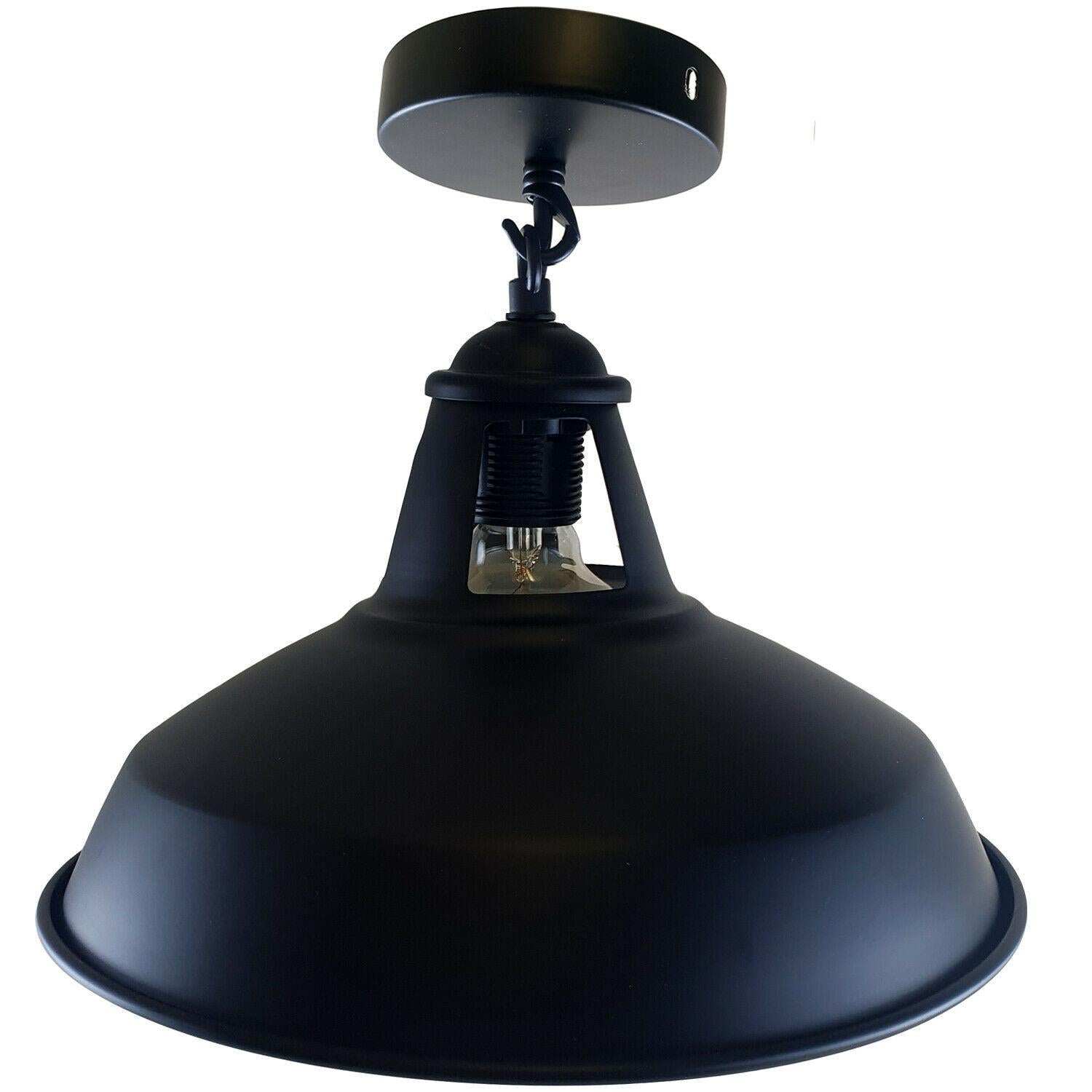 Colour Industrial Metal Ceiling Plate Light Holder & Retro Pendant Lamp Shade~1412