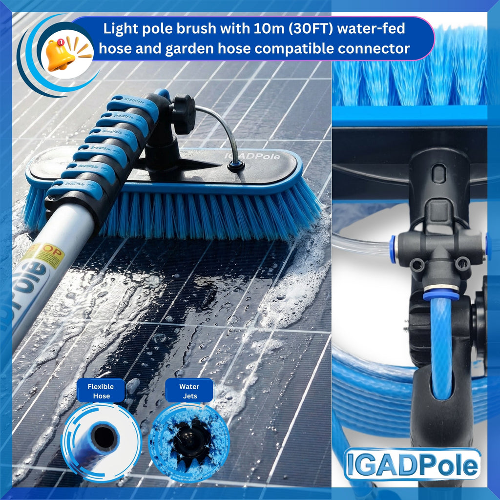 IGADPole 5m (17ft) Water-Fed Pole Cleaning Kit – Includes Water-fed Brush, Cobweb & Microfibre Duster, Soap Dispenser & Hose Tap