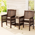 Gardeon Outdoor Garden Bench Loveseat Wooden Table Chairs Patio Furniture Charcoal