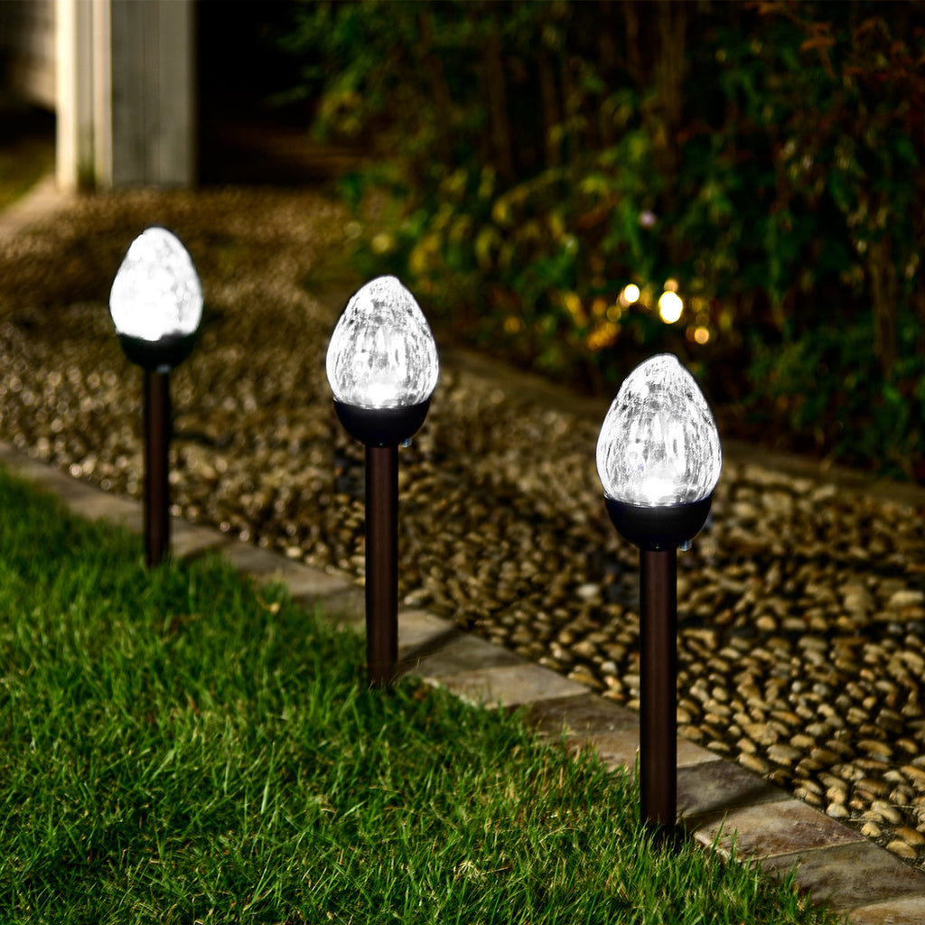 Gigalumi Colorful Solar Crackle Glass Flame Lights Set (3 Pack)