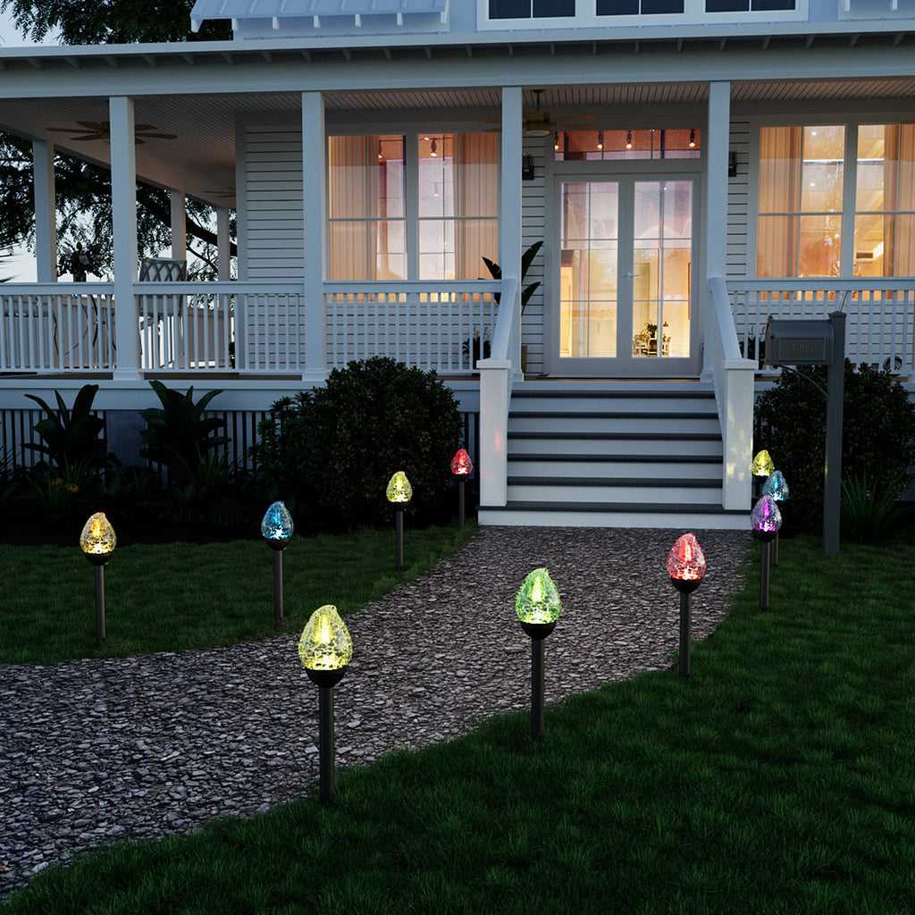 Gigalumi Colorful Solar Crackle Glass Flame Lights Set (3 Pack)