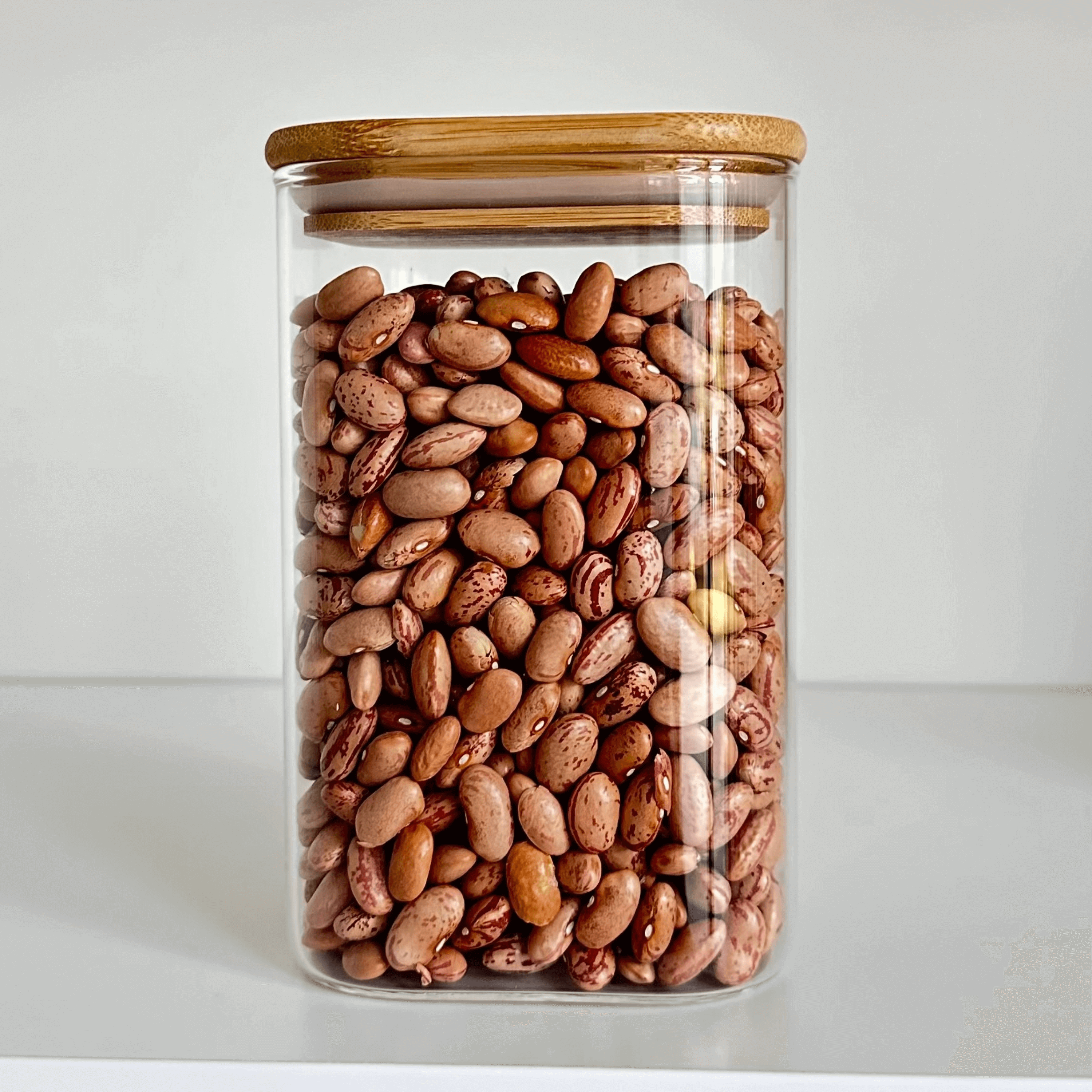 Square Bamboo Glass Pantry Jar Set – 5 Pack