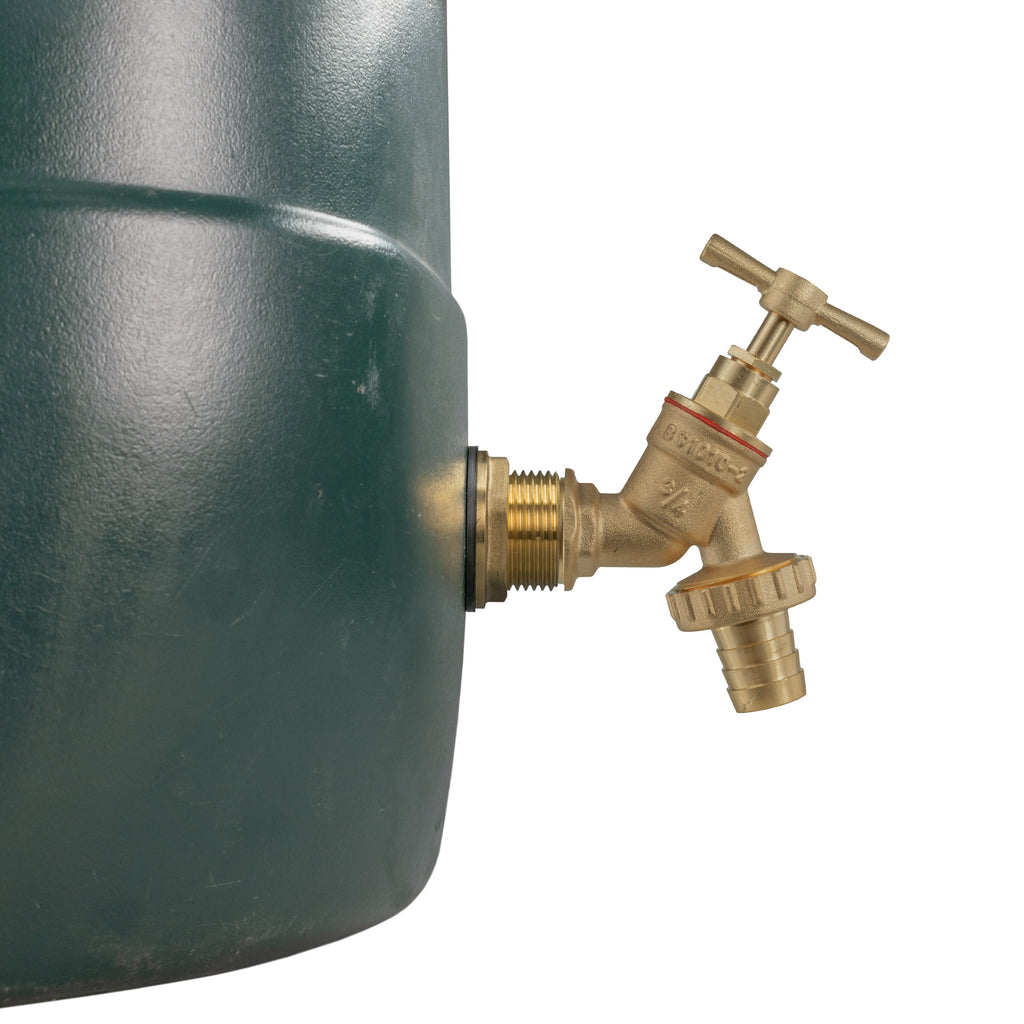 Water Butt Brass Kit 1in with Brass Barbed Tap Lawn Sprinkler Hose Connector Set