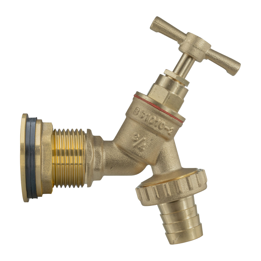 Water Butt Brass Kit 1in with Brass Barbed Tap Lawn Sprinkler Hose Connector Set