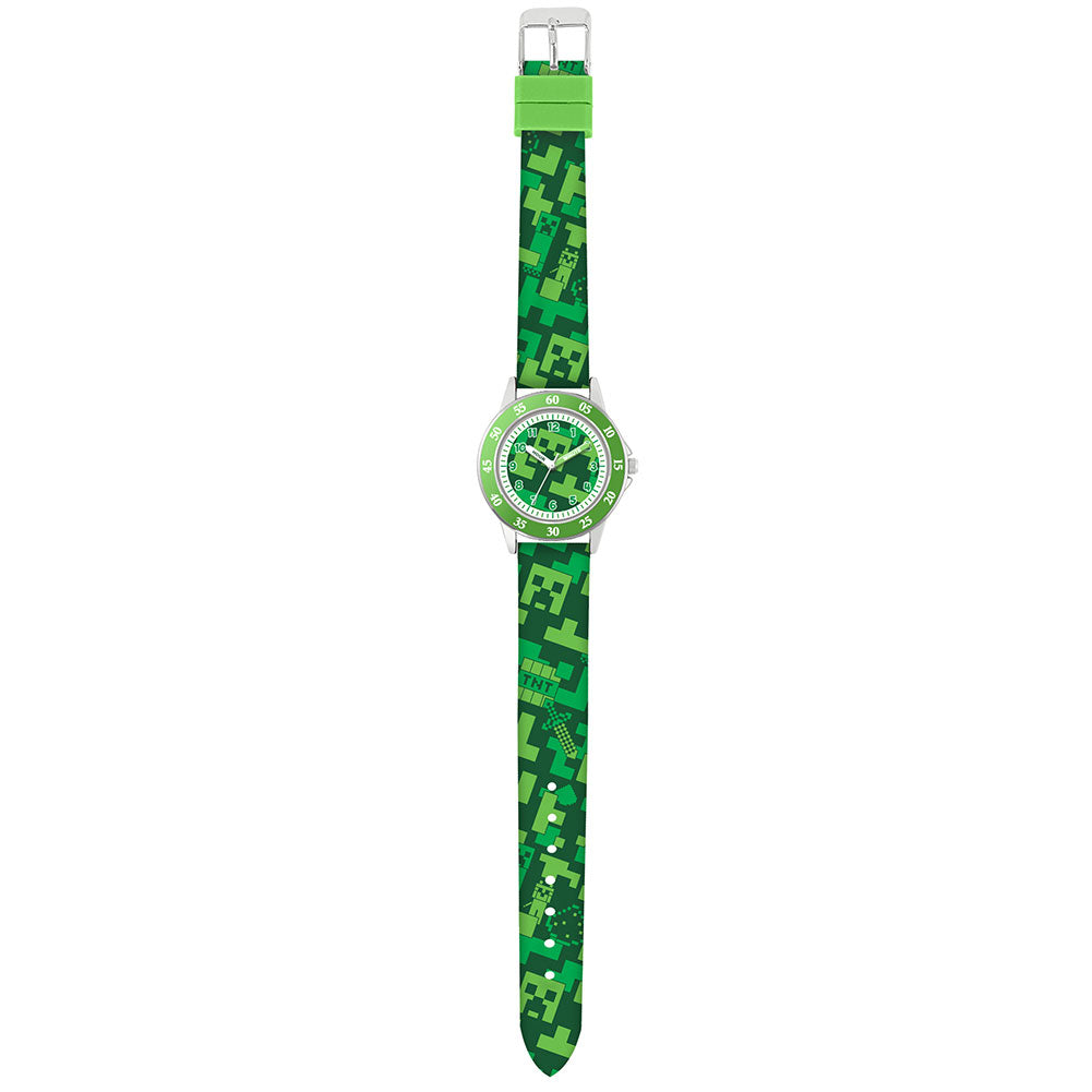 Peers Hardy Minecraft Creeper Green Printed Strap Quartz Watch