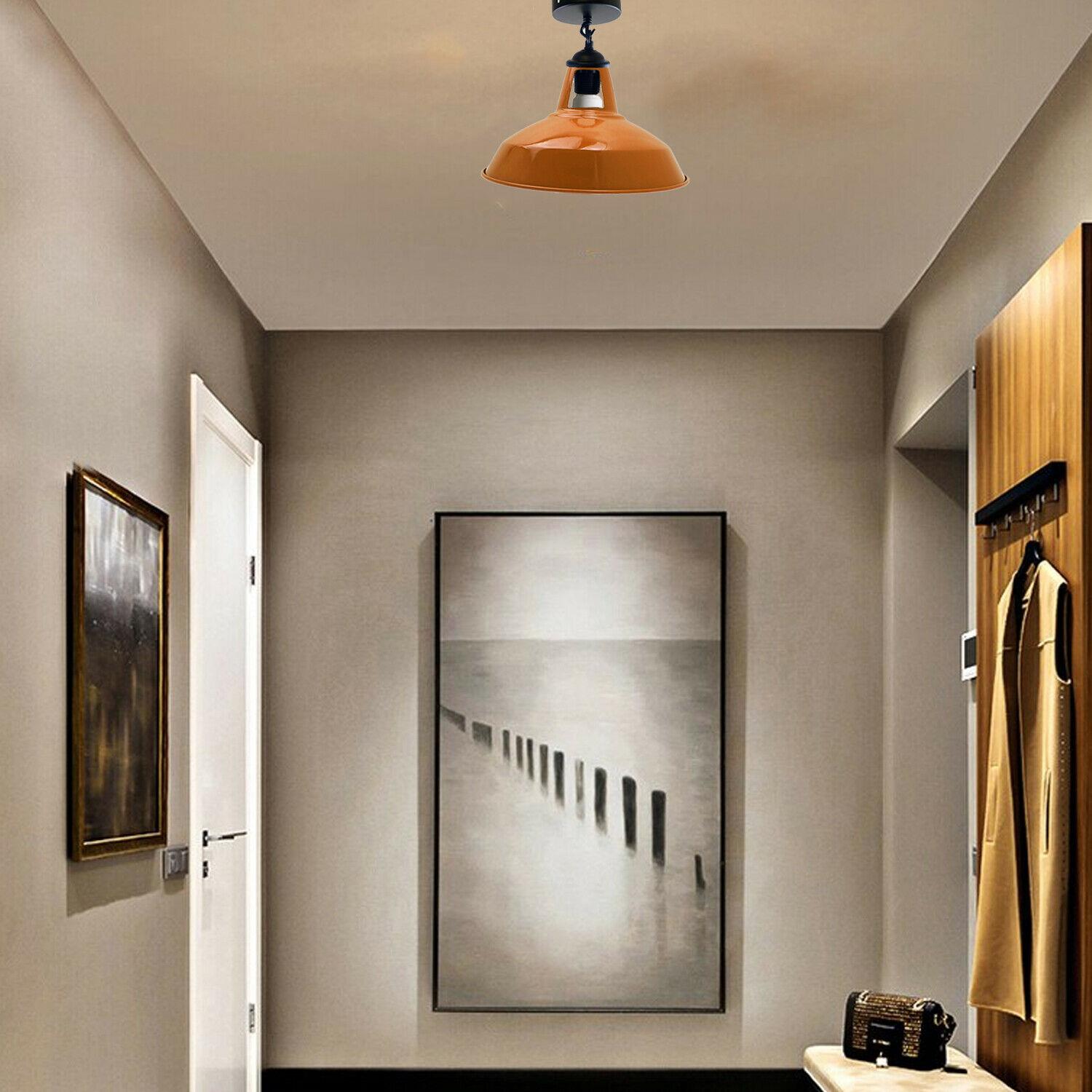 Colour Industrial Metal Ceiling Plate Light Holder & Retro Pendant Lamp Shade~1412