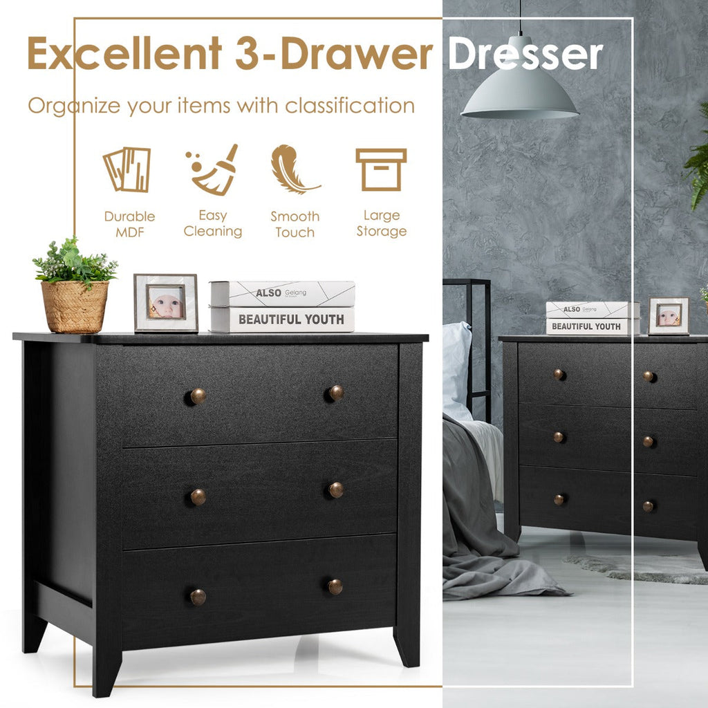 NNECW 3 Chest of Drawers Nightstand for Bedroom