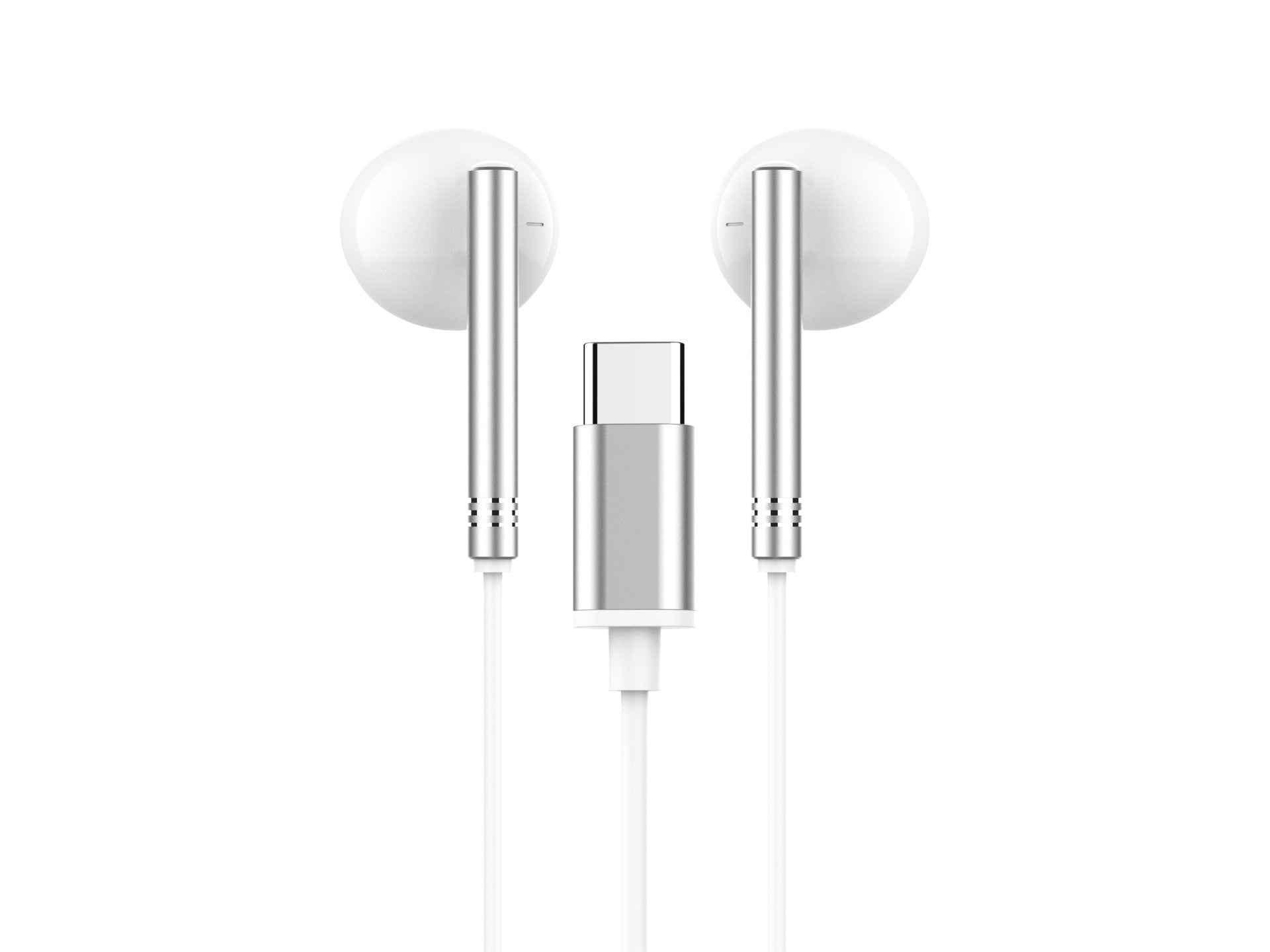 Techancy Auscultadores Estéreo Em Metal Branco TD8090, Porta Dsp/Type-C Compatível Com Samsung/Huawei/Xiaomi, Etc.